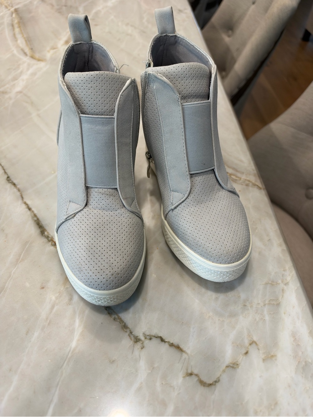 CCOCCI Light Gray Perforated Slip-On Wedge Sneakers